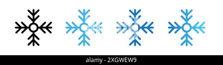 Snow icon logo sign vector outline in black and white color Stock Vector