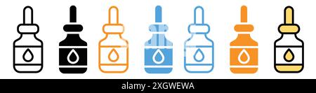 Serum icon logo sign vector outline in black and white color Stock Vector