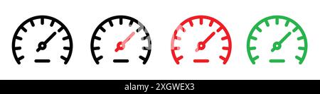 Speedometer icon logo sign vector outline in black and white color Stock Vector