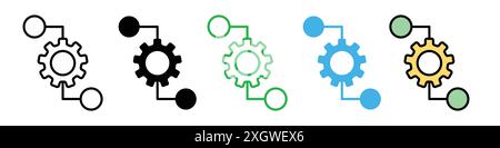 Synthesis of ideas icon logo sign vector outline in black and white color Stock Vector