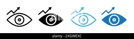 Strategic service vision icon logo sign vector outline in black and white color Stock Vector