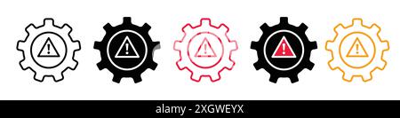 System error icon logo sign vector outline in black and white color Stock Vector