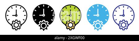 Time management icon logo sign vector outline in black and white color Stock Vector