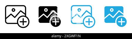 Upload photo icon logo sign vector outline in black and white color Stock Vector