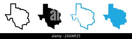 Texas map icon logo sign vector outline in black and white color Stock Vector