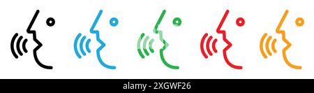 Voice recognition icon logo sign vector outline in black and white color Stock Vector
