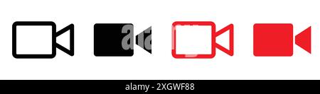 Video call icon logo sign vector outline in black and white color Stock Vector