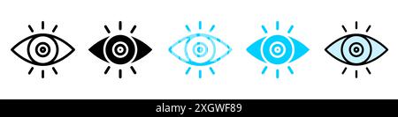 Vision icon logo sign vector outline in black and white color Stock Vector