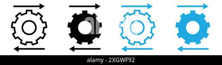 Workflow process icon logo sign vector outline in black and white color Stock Vector