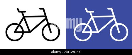 Bicycle icon logo sign vector outline in black and white color Stock Vector