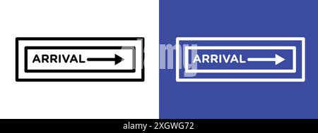 Airport arrival sign logo sign vector outline in black and white color Stock Vector