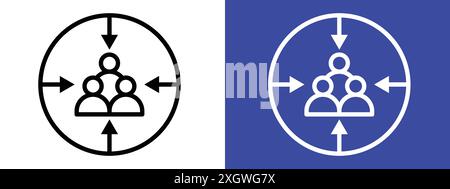 Assembly point icon logo sign vector outline in black and white color Stock Vector