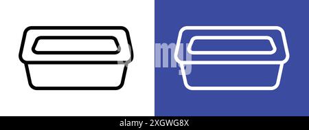 Aluminum foil food container icon logo sign vector outline in black and white color Stock Vector