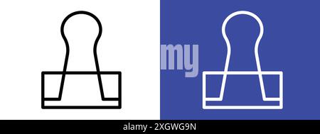 Binder clip icon logo sign vector outline in black and white color Stock Vector