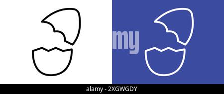 Broken egg icon logo sign vector outline in black and white color Stock Vector