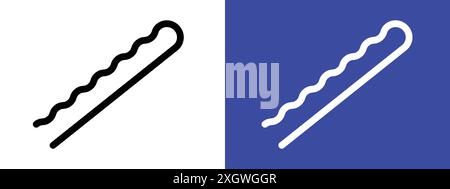 Bobby pin icon logo sign vector outline in black and white color Stock Vector