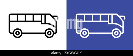 Bus coach icon logo sign vector outline in black and white color Stock Vector