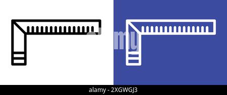 Carpenter ruler icon logo sign vector outline in black and white color Stock Vector