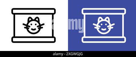 Cat food icon logo sign vector outline in black and white color Stock Vector