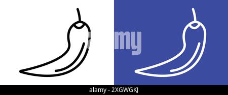 Chilli icon logo sign vector outline in black and white color Stock Vector