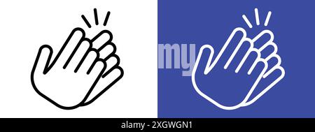 Clapping hands icon logo sign vector outline in black and white color Stock Vector
