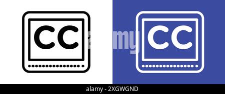 Closed caption icon logo sign vector outline in black and white color Stock Vector