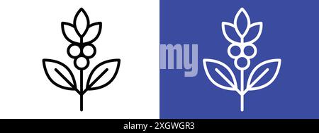 Coffee plant icon logo sign vector outline in black and white color Stock Vector