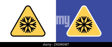 Cold warning sign logo sign vector outline in black and white color Stock Vector