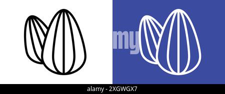 Dry fruit icon logo sign vector outline in black and white color Stock Vector