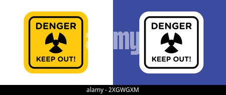 Danger high radiation area keep out sign logo sign vector outline in black and white color Stock Vector
