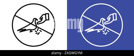 Do not feed birds sign logo sign vector outline in black and white color Stock Vector