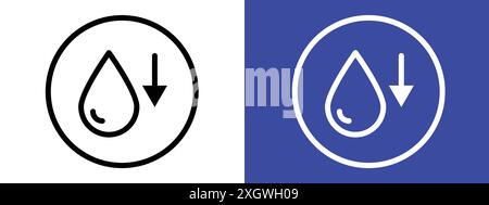 Crude oil barrel price falling down icon logo sign vector outline in black and white color Stock Vector
