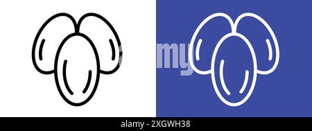 Date fruit icon logo sign vector outline in black and white color Stock Vector