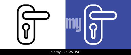 Door handle icon logo sign vector outline in black and white color Stock Vector
