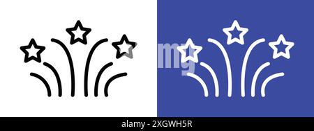 Fireworks icon logo sign vector outline in black and white color Stock Vector