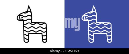 Donkey pinata icon logo sign vector outline in black and white color Stock Vector