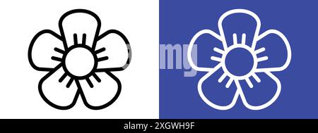 Flax flower icon logo sign vector outline in black and white color Stock Vector