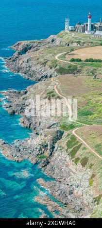 Aerial view of Saint-Mathieu Lighthouse located in Plougonvelin and ...