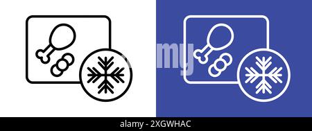 Frozen food icon logo sign vector outline in black and white color Stock Vector