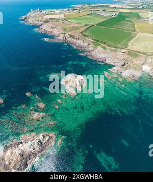 Aerial view of Saint-Mathieu Lighthouse located in Plougonvelin and ...
