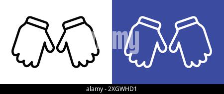 Gloves icon logo sign vector outline in black and white color Stock Vector