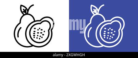 Guava icon logo sign vector outline in black and white color Stock Vector