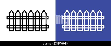 Fence icon logo sign vector outline in black and white color Stock Vector