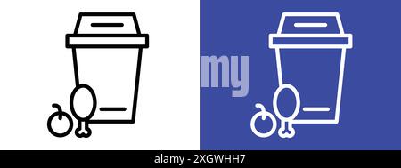 Food waste icon logo sign vector outline in black and white color Stock Vector