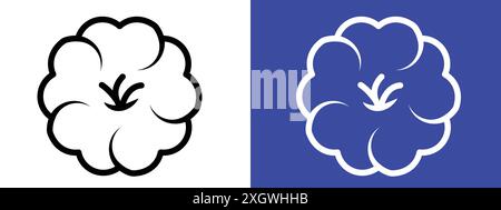 Hawaiian flower icon logo sign vector outline in black and white color Stock Vector