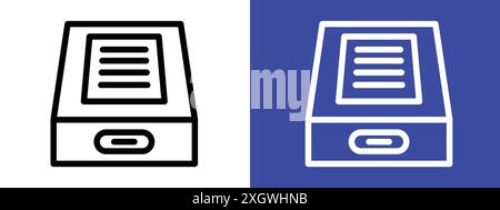 Folder box icon logo sign vector outline in black and white color Stock Vector