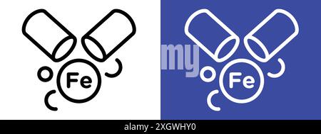 Iron capsule icon logo sign vector outline in black and white color Stock Vector