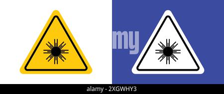 Laser warning icon logo sign vector outline in black and white color Stock Vector