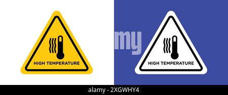 High temperature warning sign logo sign vector outline in black and white color Stock Vector