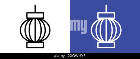 Lantern icon logo sign vector outline in black and white color Stock Vector